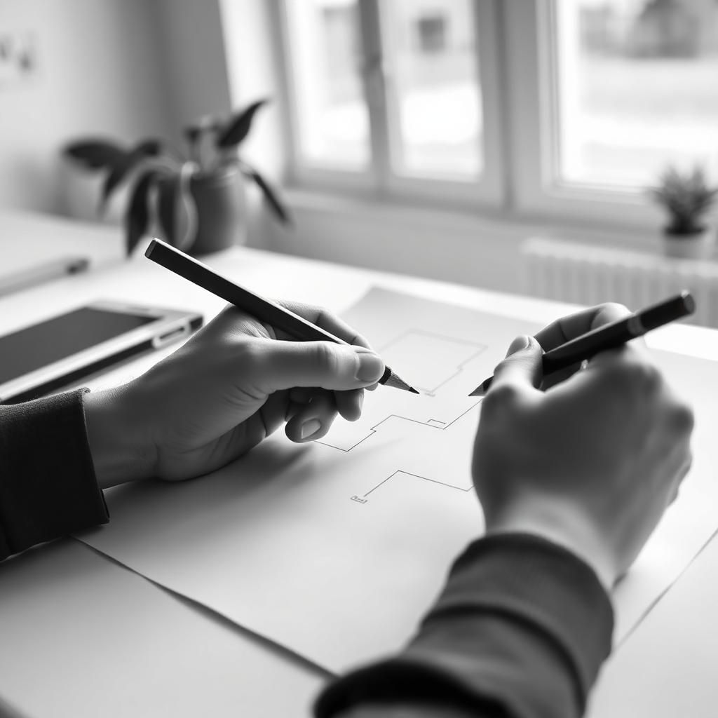 To personer arbejder sammen om et problem på papir
